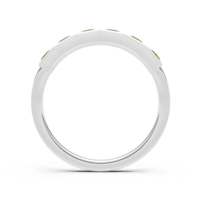 Princess Cut Gemstone Minimalist Bezel Set Half Eternity Band