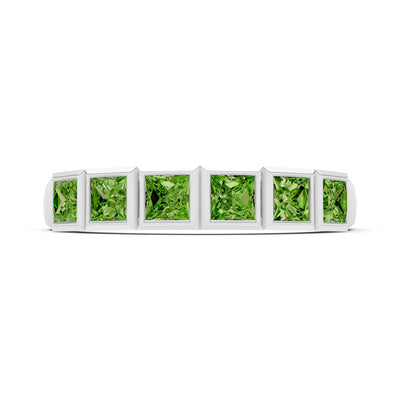 Princess Cut Gemstone Minimalist Bezel Set Half Eternity Band