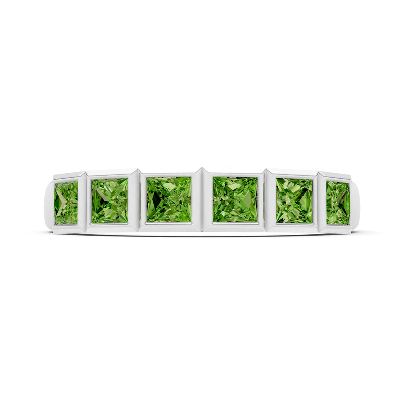 Princess Cut Gemstone Minimalist Bezel Set Half Eternity Band