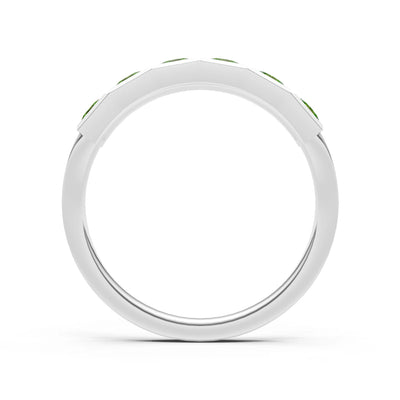Peridot Minimalist Bezel Set Princess Cut Half Eternity Band