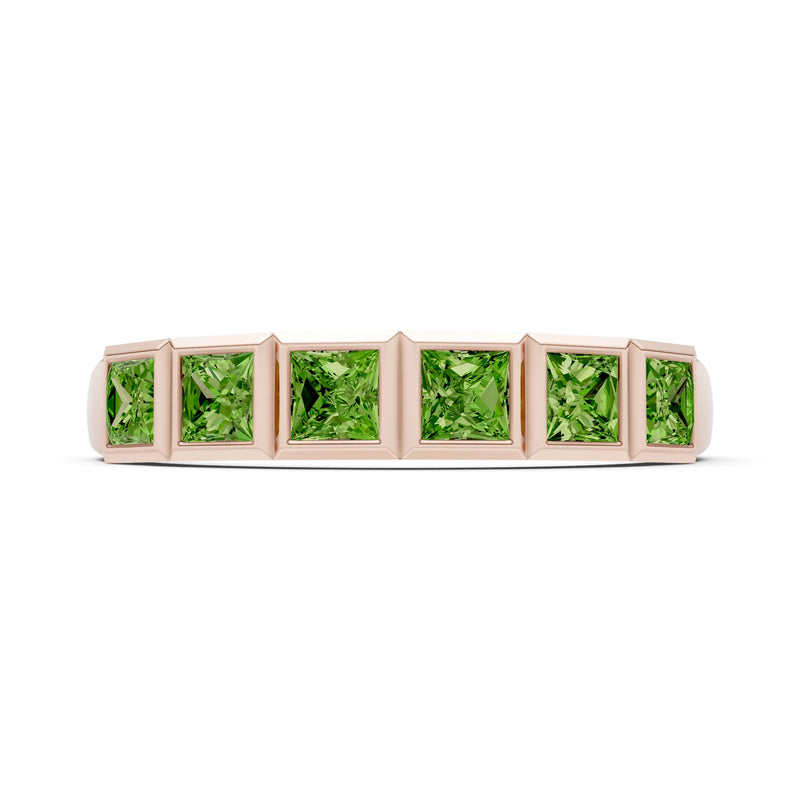 Princess Cut Gemstone Minimalist Bezel Set Half Eternity Band