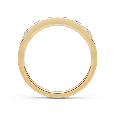 Princess Cut Gemstone Minimalist Bezel Set Half Eternity Band