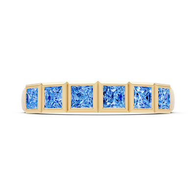 Princess Cut Gemstone Minimalist Bezel Set Half Eternity Band