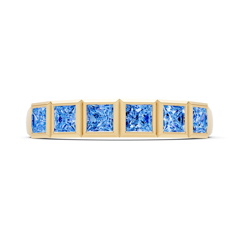 Princess Cut Gemstone Minimalist Bezel Set Half Eternity Band