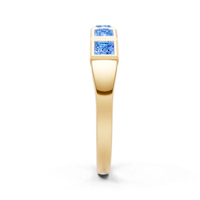 Princess Cut Gemstone Minimalist Bezel Set Half Eternity Band