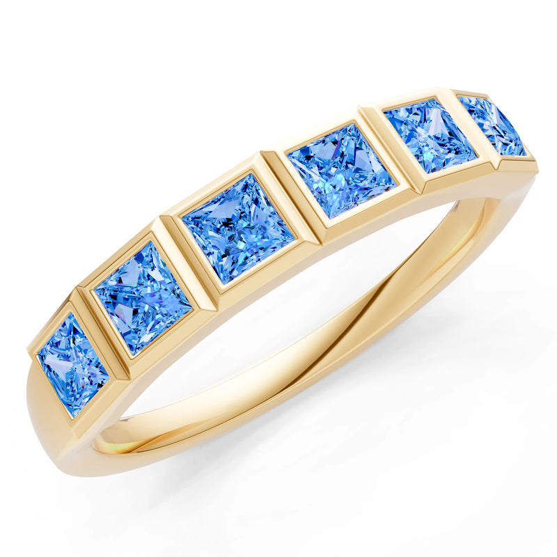 Princess Cut Gemstone Minimalist Bezel Set Half Eternity Band