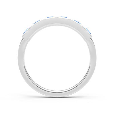 Princess Cut Gemstone Minimalist Bezel Set Half Eternity Band
