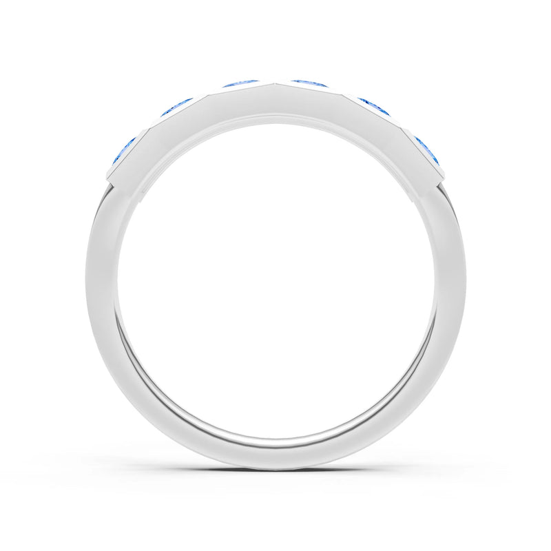 Princess Cut Gemstone Minimalist Bezel Set Half Eternity Band