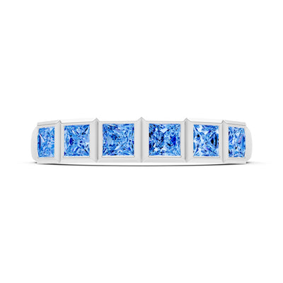 Princess Cut Gemstone Minimalist Bezel Set Half Eternity Band