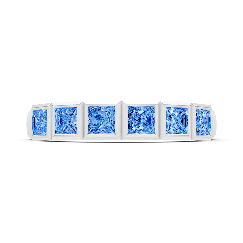 Princess Cut Gemstone Minimalist Bezel Set Half Eternity Band
