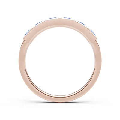 Princess Cut Gemstone Minimalist Bezel Set Half Eternity Band