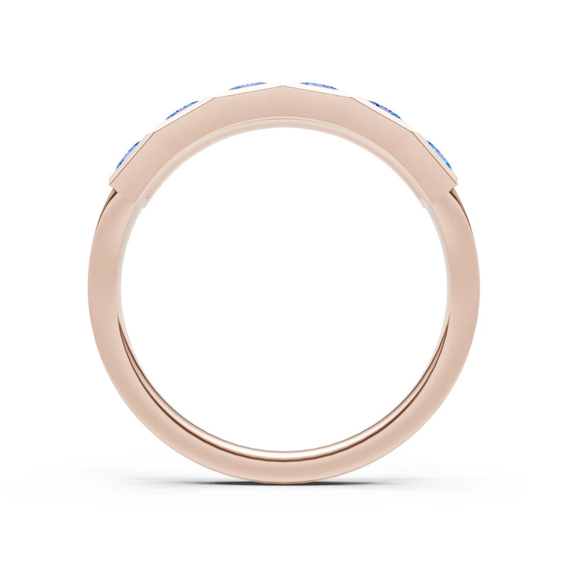 Princess Cut Gemstone Minimalist Bezel Set Half Eternity Band