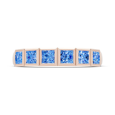 Princess Cut Gemstone Minimalist Bezel Set Half Eternity Band