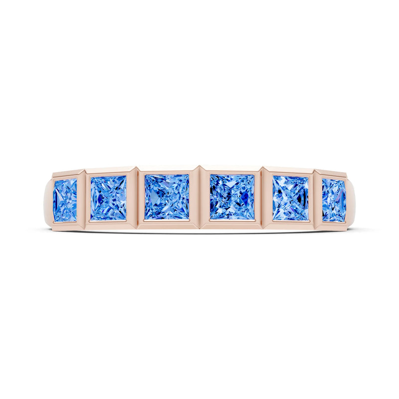 Princess Cut Gemstone Minimalist Bezel Set Half Eternity Band
