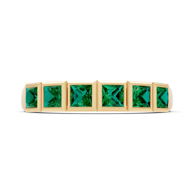 Princess Cut Gemstone Minimalist Bezel Set Half Eternity Band