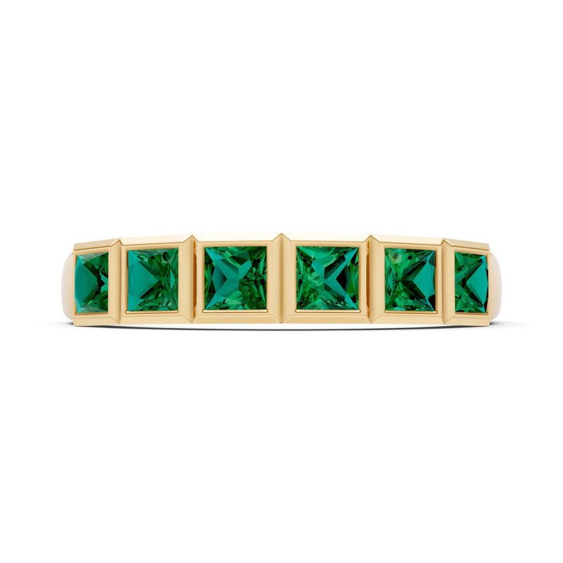 Princess Cut Gemstone Minimalist Bezel Set Half Eternity Band