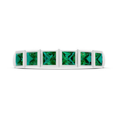 Princess Cut Gemstone Minimalist Bezel Set Half Eternity Band