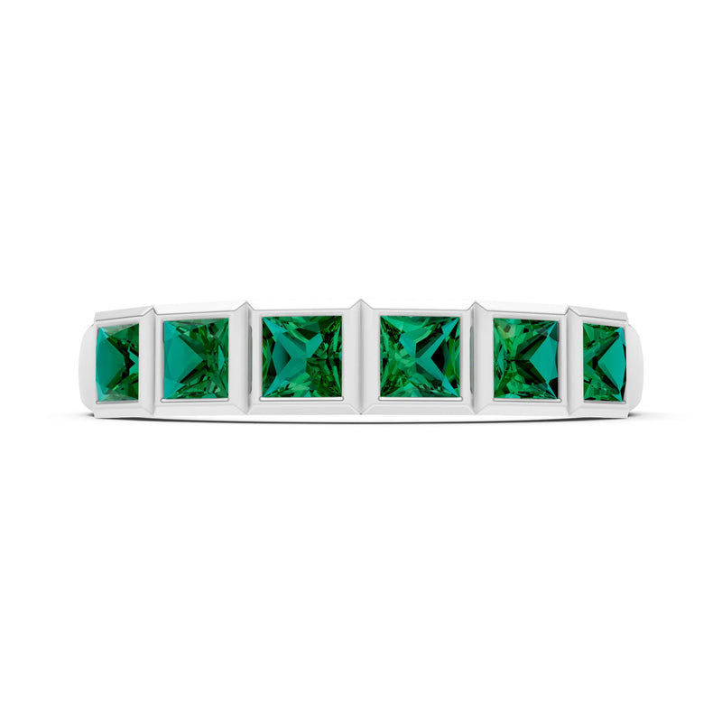 Princess Cut Gemstone Minimalist Bezel Set Half Eternity Band