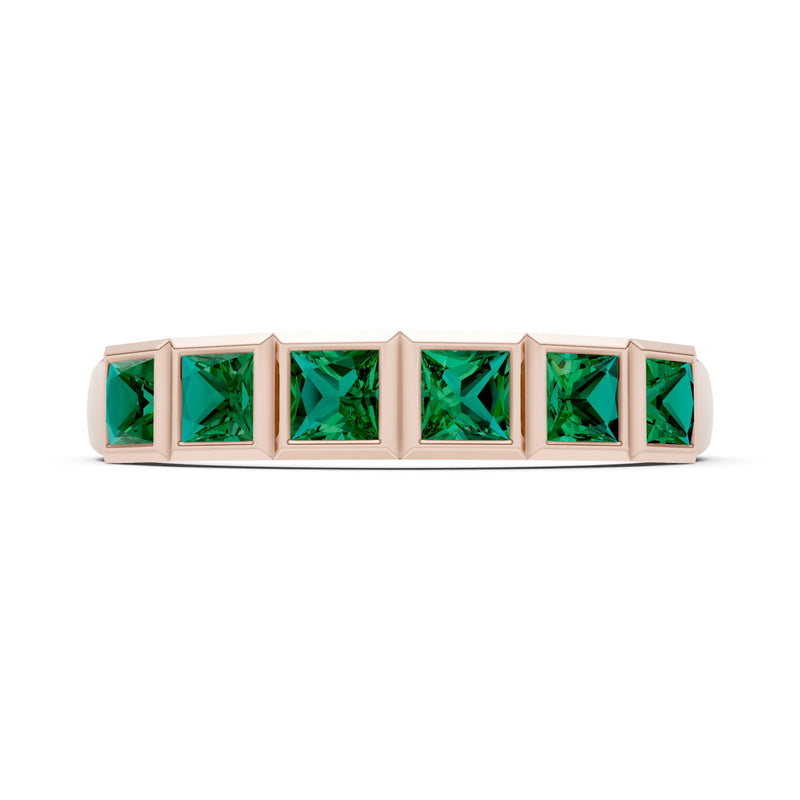 Princess Cut Gemstone Minimalist Bezel Set Half Eternity Band