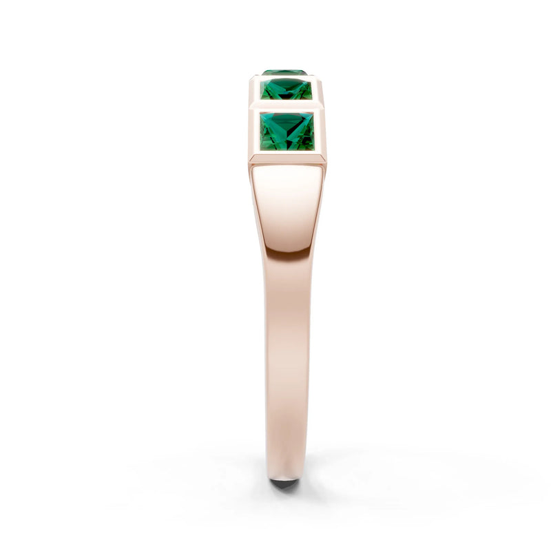 Princess Cut Gemstone Minimalist Bezel Set Half Eternity Band