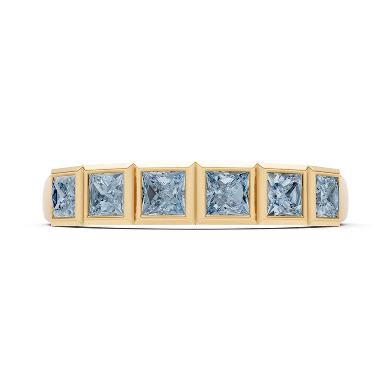 Princess Cut Gemstone Minimalist Bezel Set Half Eternity Band
