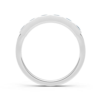 Princess Cut Gemstone Minimalist Bezel Set Half Eternity Band