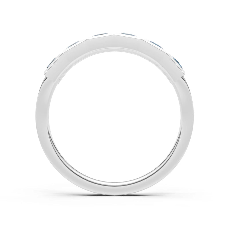 Princess Cut Gemstone Minimalist Bezel Set Half Eternity Band
