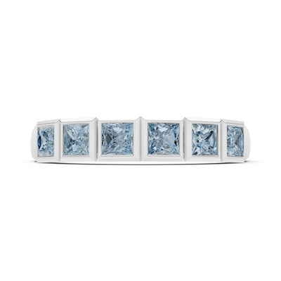 Princess Cut Gemstone Minimalist Bezel Set Half Eternity Band