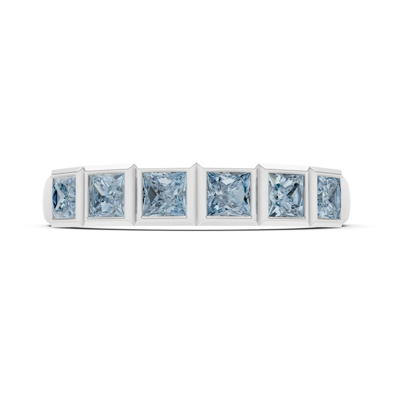 Princess Cut Gemstone Minimalist Bezel Set Half Eternity Band