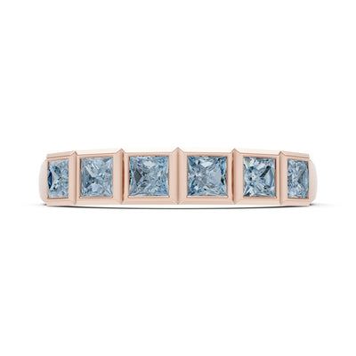 Princess Cut Gemstone Minimalist Bezel Set Half Eternity Band