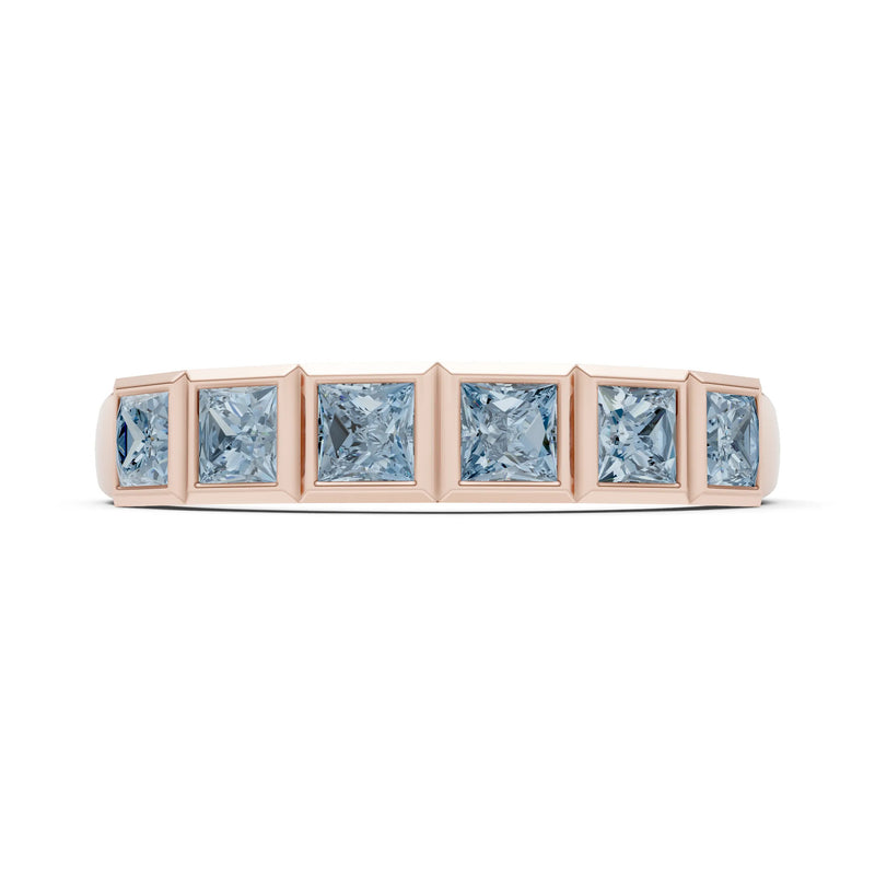 Princess Cut Gemstone Minimalist Bezel Set Half Eternity Band
