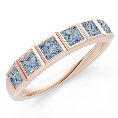 Princess Cut Gemstone Minimalist Bezel Set Half Eternity Band