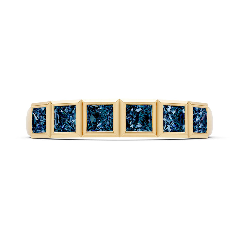 Princess Cut Gemstone Minimalist Bezel Set Half Eternity Band