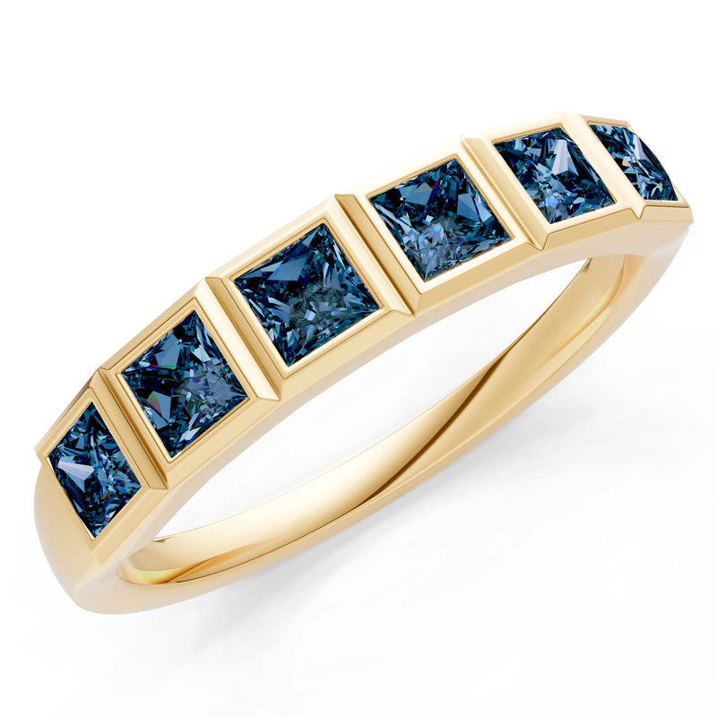 Princess Cut Gemstone Minimalist Bezel Set Half Eternity Band