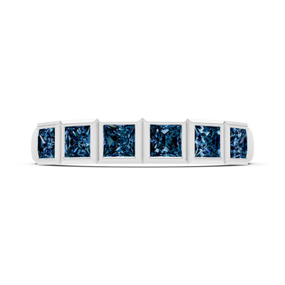 Princess Cut Gemstone Minimalist Bezel Set Half Eternity Band