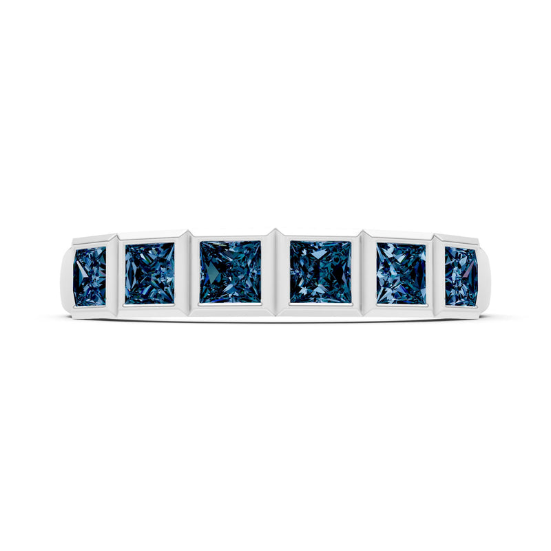 Princess Cut Gemstone Minimalist Bezel Set Half Eternity Band