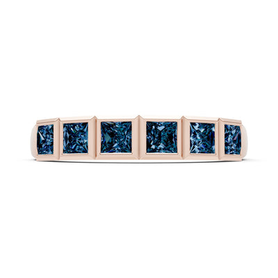 Princess Cut Gemstone Minimalist Bezel Set Half Eternity Band