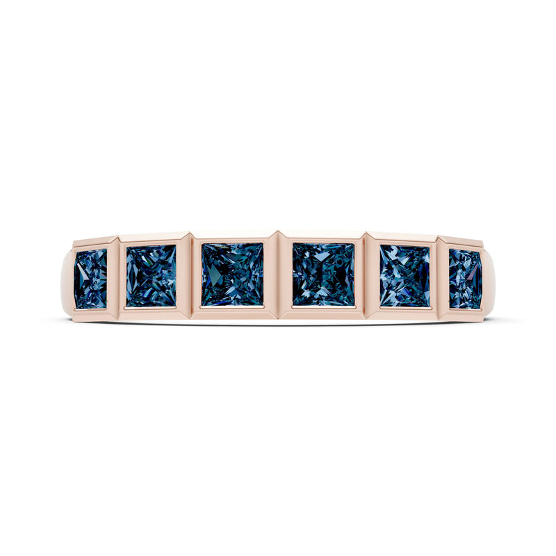 Princess Cut Gemstone Minimalist Bezel Set Half Eternity Band