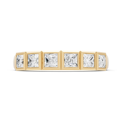 Princess Cut Gemstone Minimalist Bezel Set Half Eternity Band