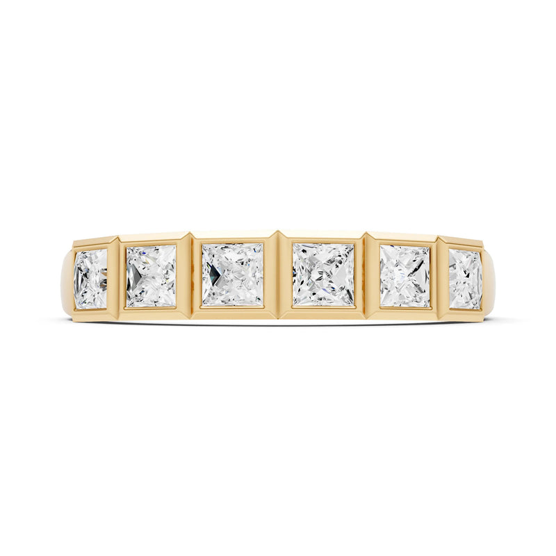 Princess Cut Gemstone Minimalist Bezel Set Half Eternity Band