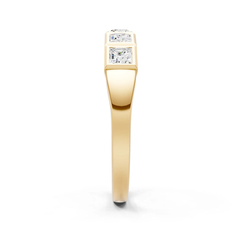 Princess Cut Gemstone Minimalist Bezel Set Half Eternity Band
