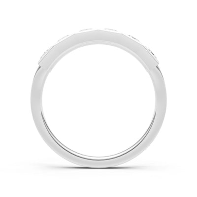 Princess Cut Gemstone Minimalist Bezel Set Half Eternity Band