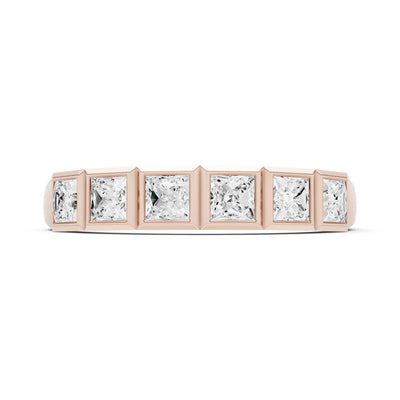 Diamond Minimalist Bezel Set Princess Cut Half Eternity Band