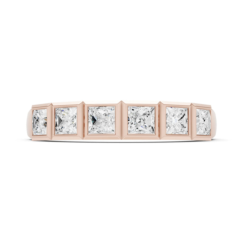 Princess Cut Gemstone Minimalist Bezel Set Half Eternity Band