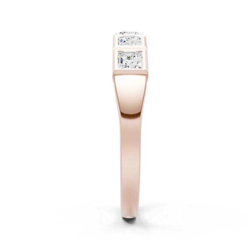 Diamond Minimalist Bezel Set Princess Cut Half Eternity Band