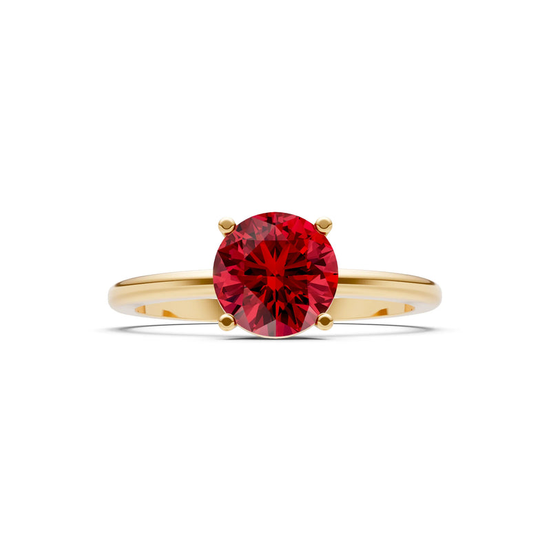 Created Ruby Round 6.5mm Normal 4 Prong Solitaire Round Engagement Ring Cathedral Setting