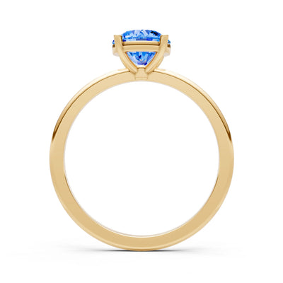 Swiss Blue Topaz 4 Prong Solitaire Round Engagement Ring Cathedral Setting