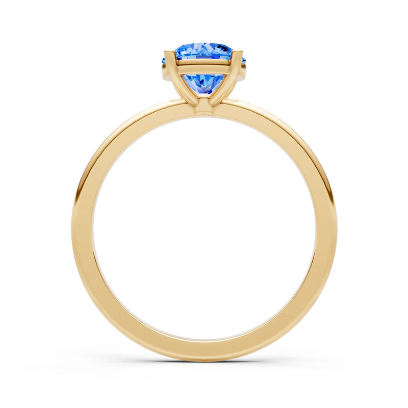 Swiss Blue Topaz 4 Prong Solitaire Round Engagement Ring Cathedral Setting