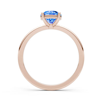 Swiss Blue Topaz 4 Prong Solitaire Round Engagement Ring Cathedral Setting