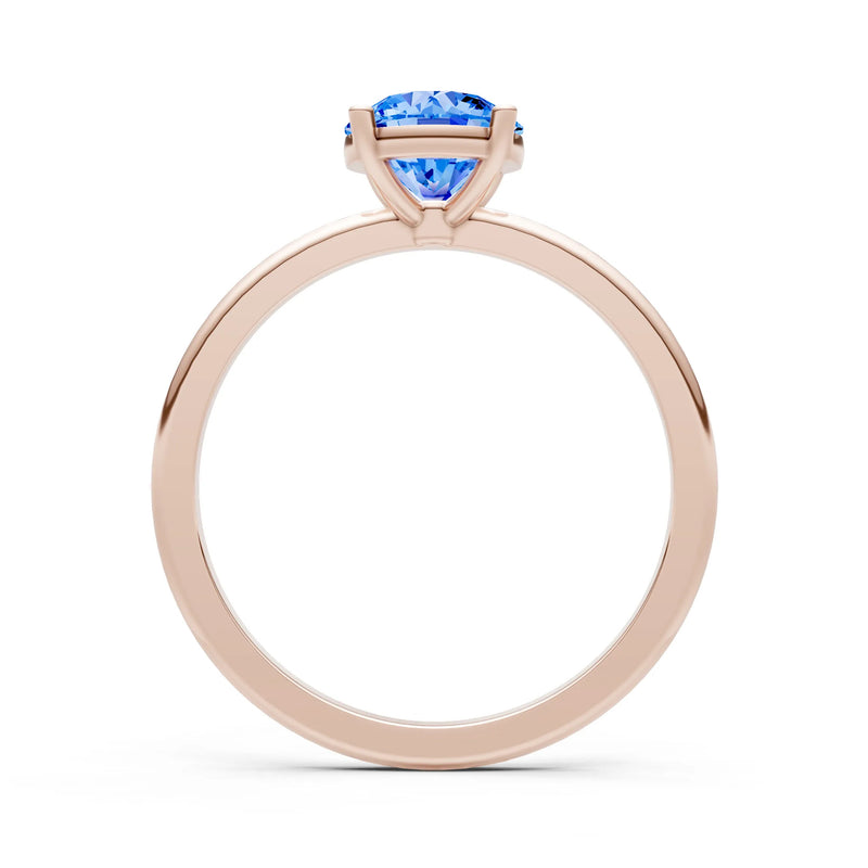 Swiss Blue Topaz 4 Prong Solitaire Round Engagement Ring Cathedral Setting